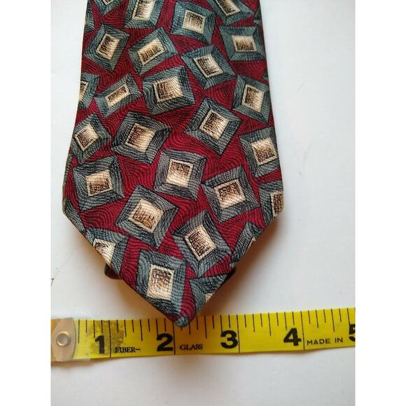 Bill Blass Geomatric Design Designer Men's Necktie Neck Tie Sleeved Silk USA - Picture 5 of 6